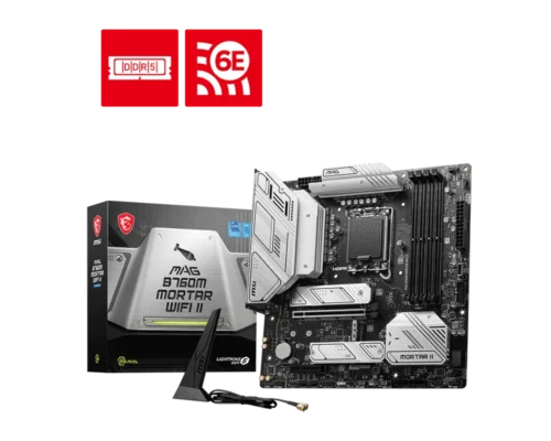 MSI MAG B760M Mortar WiFi II Gaming Motherboard (Supports 12th/13th/14th Gen Intel Processors, LGA 1700, DDR5, PCIe 5.0, M.2, 2.5Gbps LAN, USB 3.2 Gen2, Wi-Fi 6E, mATX)