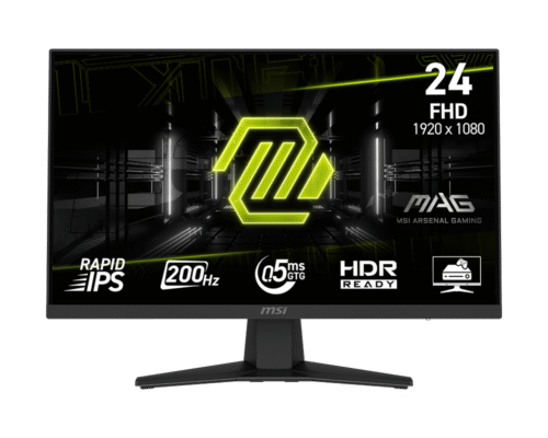 MSI MAG 244F 24″ FHD 200Hz Rapid IPS Flat Gaming Monitor, 0.5ms Response, Adaptive Sync, HDR Ready, AI Vision, Anti-Flicker, HDMI/DP, VESA Mount, Less Blue Light