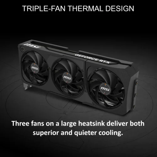 MSI GeForce RTX 5070 12GB GDDR7 SHADOW 3X OC 192-bit With DLSS 4, NVIDIA Blackwell Architecture , PCIe Gen 5, 2557MHz Boost, 6144 Units CUDA Cores, HDMI 2.1b, 3x DisplayPort 2.1b, TORX Fan 5.0, And Ray Tracing Cores | BLACK - Image 3