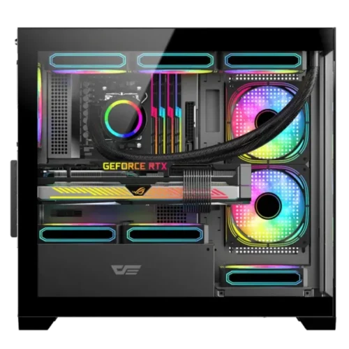 DarkFlash DS900M M-ATX PC Case, With 3 ARGB Fans, BLACK - Image 2