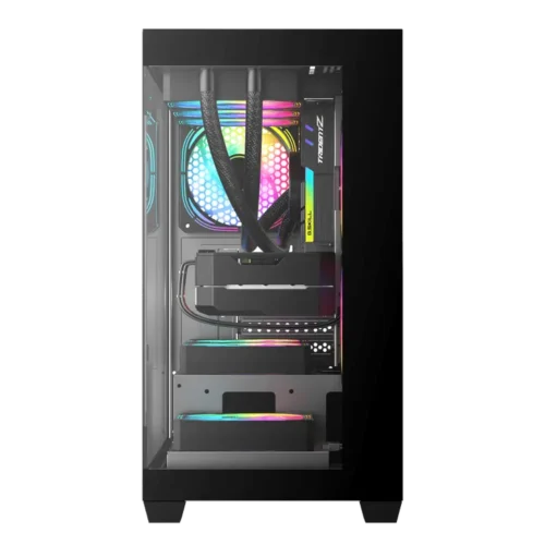 DarkFlash DS900M M-ATX PC Case, With 3 ARGB Fans, BLACK - Image 3