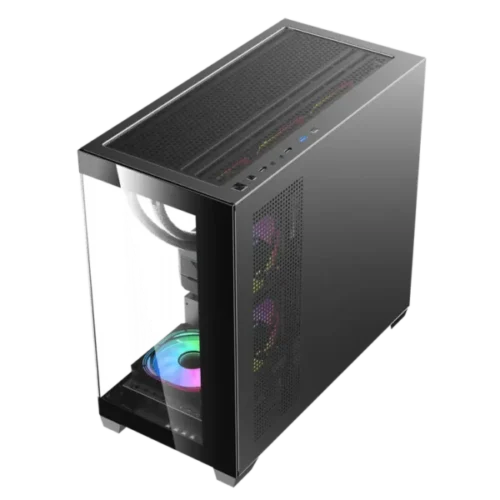 DarkFlash DS900M M-ATX PC Case, With 3 ARGB Fans, BLACK - Image 4
