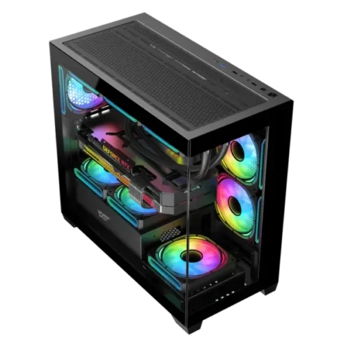 DarkFlash DS900M M-ATX PC Case, With 3 ARGB Fans, BLACK - Image 5