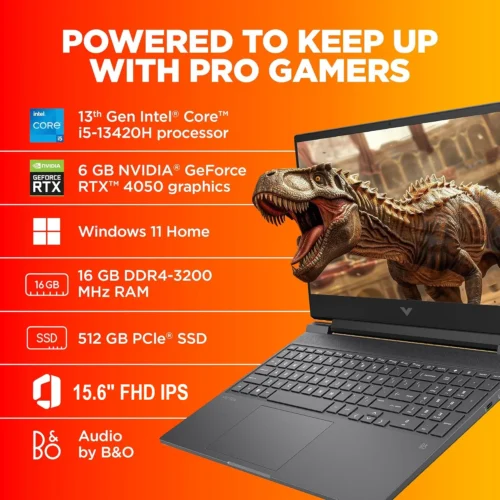 HP Victus Intel® Core™ i5-13420H | 16GB DDR4 RAM , 512GB NVMe™ SSD | RTX™ 4050 , 6GB | 15.6″ FHD IPS Display 144Hz | Backlit Keyboard | Windows 11 | Mica Silver 15-fa2701wm