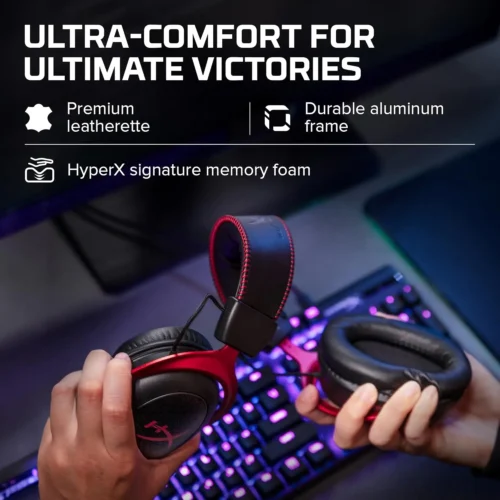 HyperX Cloud II – Gaming Headset, 7.1 Surround Sound, Memory Foam Ear Pads, Durable Aluminum Frame, Detachable Microphone, Works with PC, PS5, PS4, Xbox Series X|S, Xbox One , Bundled with PIVA G510 7.1 Surround Card  | Red – OPEN BOX - Image 3