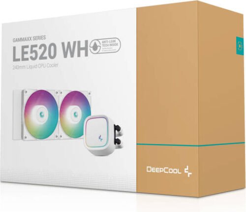 Deepcool LE520 aRGB AIO Liquid CPU Cooler, 240mm Radiator, 2x High-Performance aRGB Fans, 500~2250 RPM Fan Speed, 85.85 CFM Fan Airflow, Hydro Bearing Type, White - Image 3