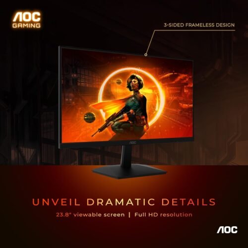 AOC 24G15 Gaming Monitor 24 inch FHD (1920X1080) 185Hz 1ms , 3-Sided Frameless VA panel , Adaptive-Sync , HDR10 Ready , 116% sRGB Wide Color Gamut – BLACK - Image 10