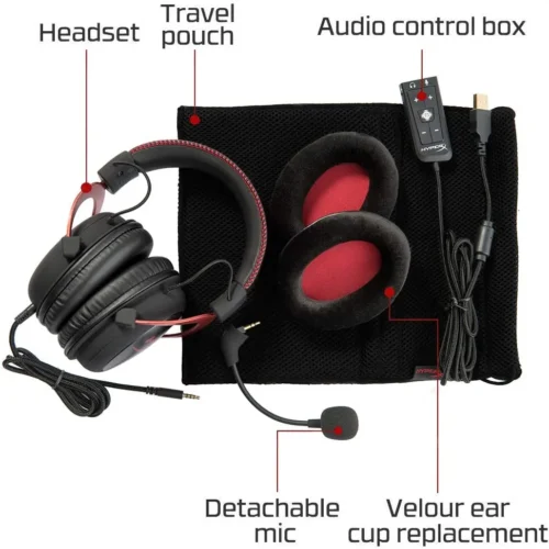 HyperX Cloud II – Gaming Headset, 7.1 Surround Sound, Memory Foam Ear Pads, Durable Aluminum Frame, Detachable Microphone, Works with PC, PS5, PS4, Xbox Series X|S, Xbox One , Bundled with PIVA G510 7.1 Surround Card  | Red – OPEN BOX - Image 4
