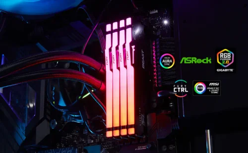 Kingston FURY RGB 64GB DDR5 5600MT/s CL36 DIMM | Intel XMP & AMD EXPO Ready | On-Die ECC, RGB, Low Voltage 1.25V, Black Heatsink – High-Speed Performance Memory - Image 2