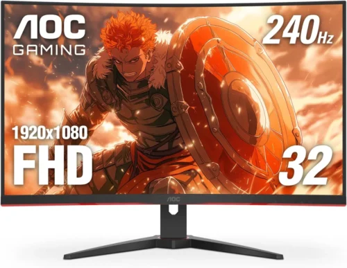 AOC C32G2ZE 32″ Curved Frameless Gaming Monitor, Full HD 1920×1080, VA, 0.5ms 240Hz, AMD FreeSync Premium, DP/HDMI/VGA, VESA, 3-3-1 Re-Spawn Program, Xbox PS5 Switch | Black & RED C32G2ZE - Image 2