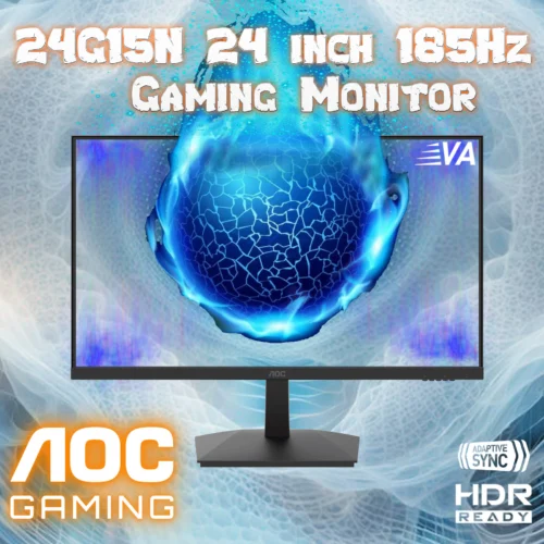 AOC 24G15 Gaming Monitor 24 inch FHD (1920X1080) 185Hz 1ms , 3-Sided Frameless VA panel , Adaptive-Sync , HDR10 Ready , 116% sRGB Wide Color Gamut – BLACK - Image 12
