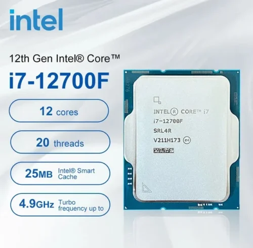 Intel Core i7-12700F – CPU Core i7 12th Gen Alder Lake 12-Core (8P+4E) 2.1 GHz LGA 1700 65W Desktop Processor –  TRAY | 1 YEAR WARRANTY