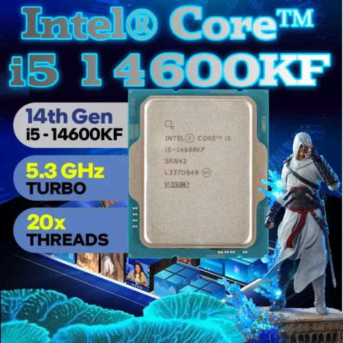 Intel® Core™ I5-14600KF 14-Core, 20-Thread Desktop CPU With 5.30GHz Turbo, 24MB Smart Cache, DDR5/DDR4 Support, PCIe 5.0, 125W Base Power, And No Integrated Graphics | TRAY – NO BOX | 1 YEAR WARRANTY