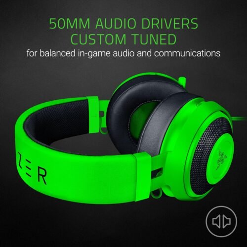 Razer Kraken Pro V2 Analog eSPORTS Gaming Headset – Retractable Microphone –  50 mm Razer Custom Tuned Drivers – 3.5 mm Jack – for PC, Xbox One and PlayStation 4 | GREEN - Image 7