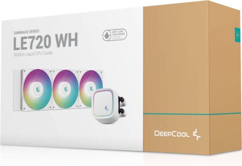 Deepcool LE720 ARGB AIO Liquid CPU Cooler, 360mm Radiator, 3x High-Performance aRGB Fans, 500~2250 RPM Fan Speed, 85.85 CFM Fan Airflow, Hydro Bearing Type, White - Image 5