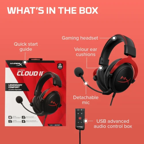 HyperX Cloud II – Gaming Headset, 7.1 Surround Sound, Memory Foam Ear Pads, Durable Aluminum Frame, Detachable Microphone, Works with PC, PS5, PS4, Xbox Series X|S, Xbox One , Bundled with PIVA G510 7.1 Surround Card  | Red – OPEN BOX - Image 11