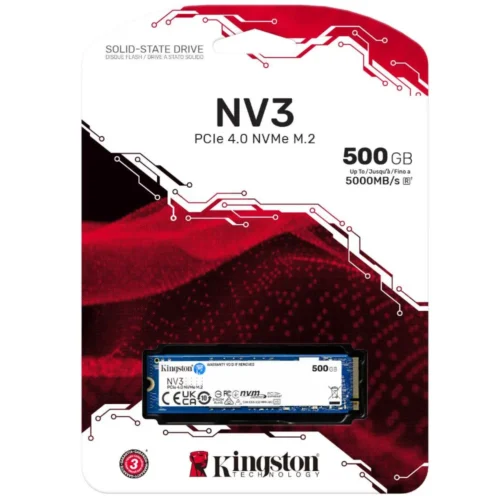 Kingston’s NV3 PCIe 4.0 NVMe SSD  500GB Capacity – Gen 4×4 NVMe PCIe performance – Up to 5,000MB/s read, 3,000MB/s write – Acronis Cloning Software  –  Supports M.2 Connectors | SNV3S/500G - Image 2