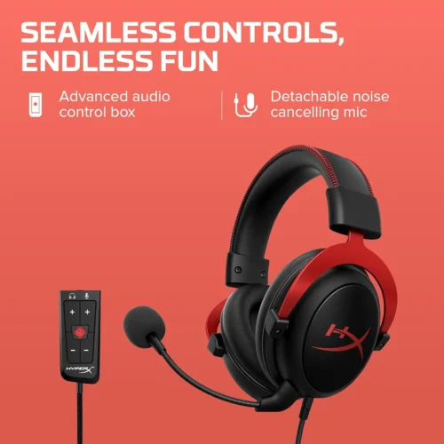 HyperX Cloud II – Gaming Headset, 7.1 Surround Sound, Memory Foam Ear Pads, Durable Aluminum Frame, Detachable Microphone, Works with PC, PS5, PS4, Xbox Series X|S, Xbox One , Bundled with PIVA G510 7.1 Surround Card  | Red – OPEN BOX - Image 13