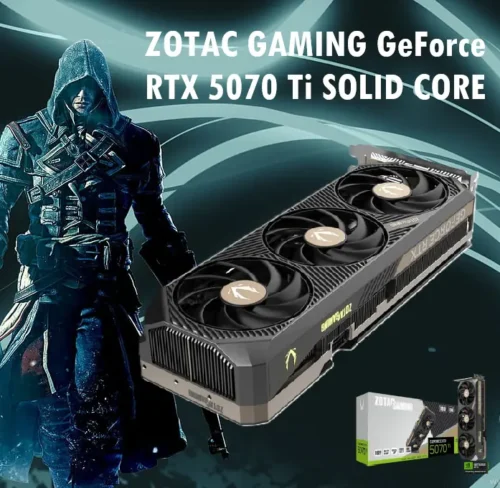 ZOTAC GAMING RTX 5070 Ti SOLID CORE – 16GB GDDR7, DLSS 4, IceStorm 3.0, Vapor Chamber, PCIe 5.0, RGB, Triple Fan, 12V-2×6, 2.5 Slot GPU for 4K Gaming & Creation | 1 YEAR WARRANTY