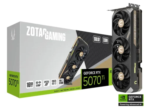ZOTAC GAMING RTX 5070 Ti SOLID CORE – 16GB GDDR7, DLSS 4, IceStorm 3.0, Vapor Chamber, PCIe 5.0, RGB, Triple Fan, 12V-2×6, 2.5 Slot GPU for 4K Gaming & Creation | 1 YEAR WARRANTY - Image 2