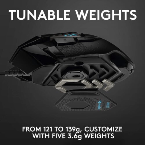 Logitech G502 HERO High Performance Wired Gaming Mouse, HERO 25K Sensor, 25,600 DPI, RGB, Adjustable Weights, 11 Programmable Buttons, On-Board Memory, PC / Mac - Image 10
