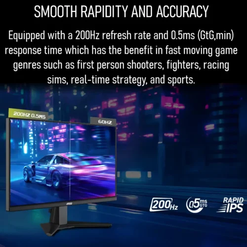 MSI MAG 274F 27-Inch FHD Rapid IPS Gaming Monitor – 200Hz Refresh Rate, 0.5ms Response Time, HDR Ready, AI Vision, Adaptive Sync, True 10-Bit Color Depth, Console & VRR Support, HDMI 2.0b, DP 1.2a, Tilt-Adjustable | - Image 9