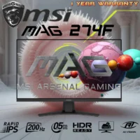 MSI MAG 274F 27-Inch FHD Rapid IPS Gaming Monitor – 200Hz Refresh Rate, 0.5ms Response Time, HDR Ready, AI Vision, Adaptive Sync, True 10-Bit Color Depth, Console & VRR Support, HDMI 2.0b, DP 1.2a, Tilt-Adjustable |