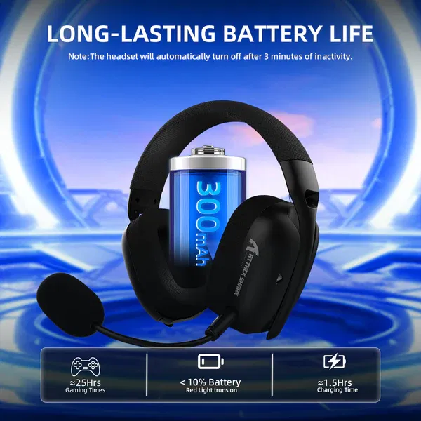 ATTACK SHARK L80PRO Wireless Gaming Headset – Ultra-Light Tri-Mode Headphones with 20ms Low Latency, Dual Mics, 40mm Drivers for PC, PS5, Xbox - Image 2