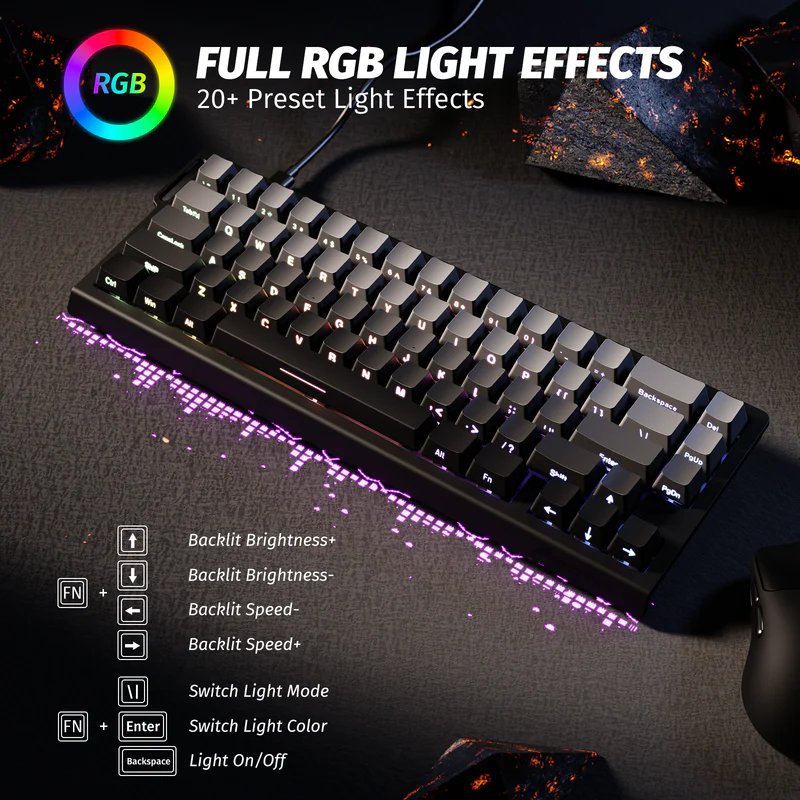 Attack Shark X68 HE Mechanical Keyboard – 66 Keys, Wired RGB, 8KHz Magnetic Switches, Rapid Trigger, Adjustable Actuation, RT/MT/DKS, Moon Night - Image 5