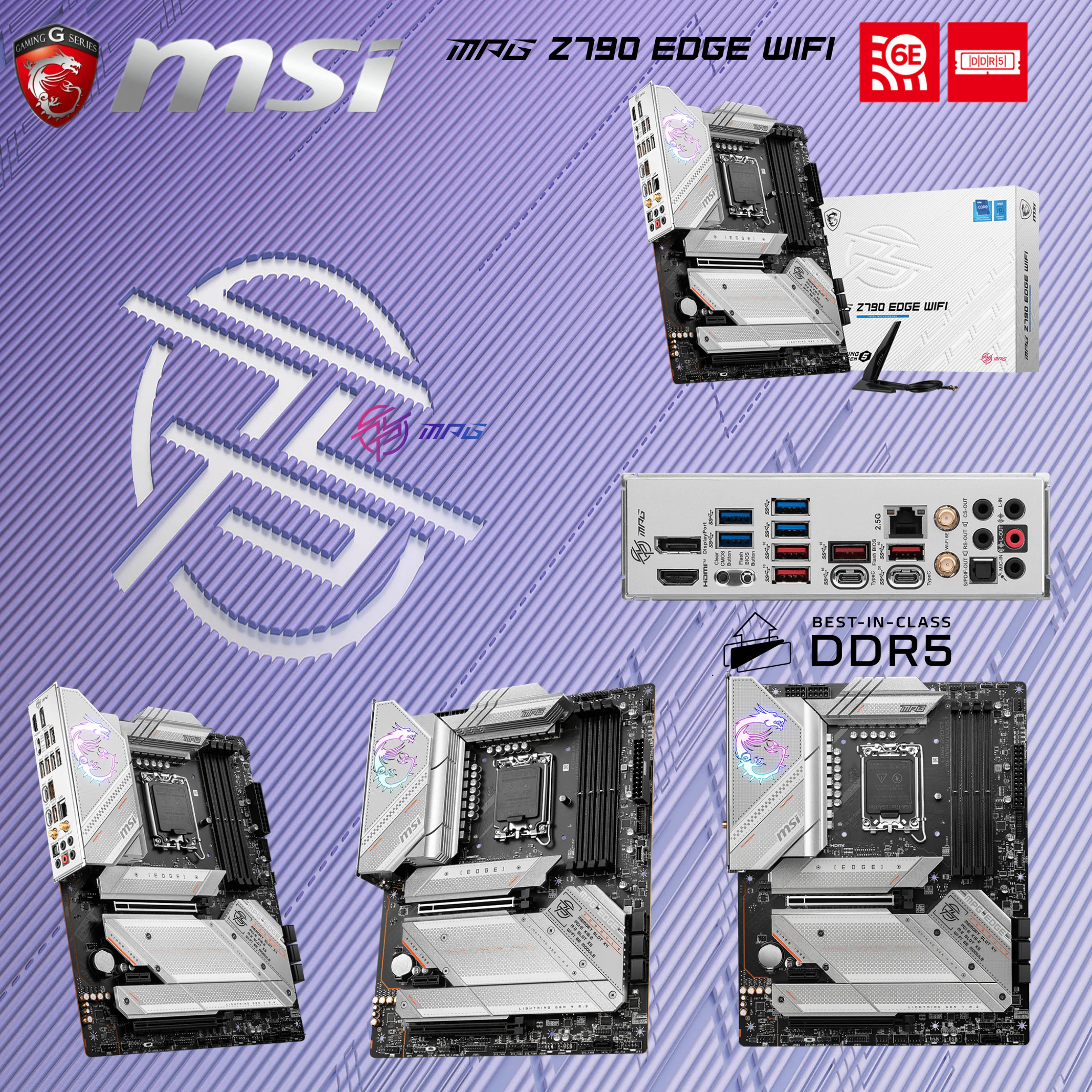 MSI MPG Z790 EDGE WIFI DDR5 ATX Motherboard With PCIe 5.0 Slot, Support Intel® Core™ 14th/ 13th/ 12th Gen , DDR5 7200+ MHz, Wi-Fi 6E, 5x M.2 Gen 4, 2.5G LAN, USB 20Gbps Type-C | WHITE SILVER ACCENTS | 1 Year Warranty - Image 8