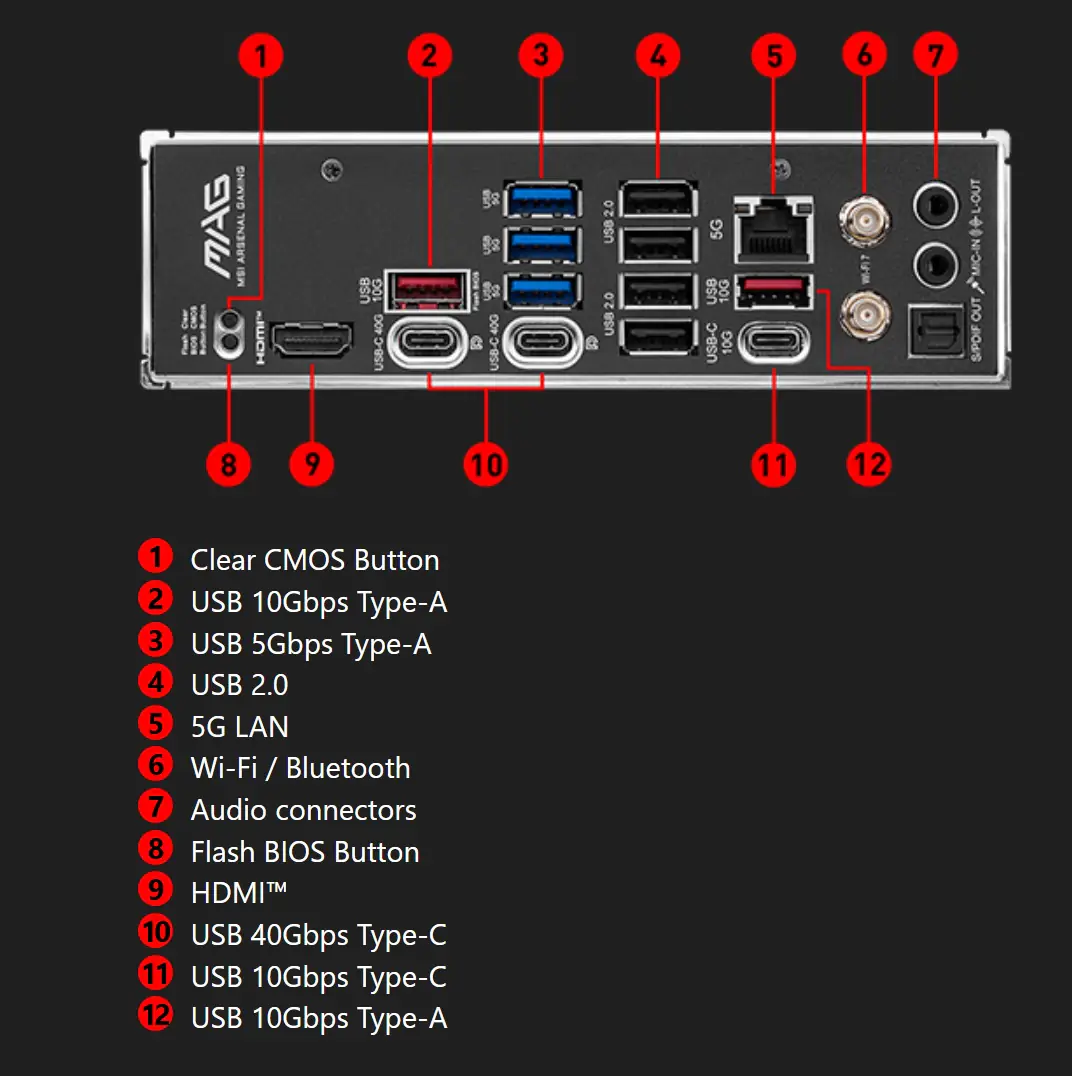 MSI MAG X870 TOMAHAWK WIFI AM5 ATX DDR5 Gaming Motherboard, 4x SATA 6Gb/s, AMD Wi-Fi 7,USB 4.0 , Audio Boost 5 ; Supports AMD Ryzen™ 9000 / 8000 / 7000 Series Desktop Processors - Image 5