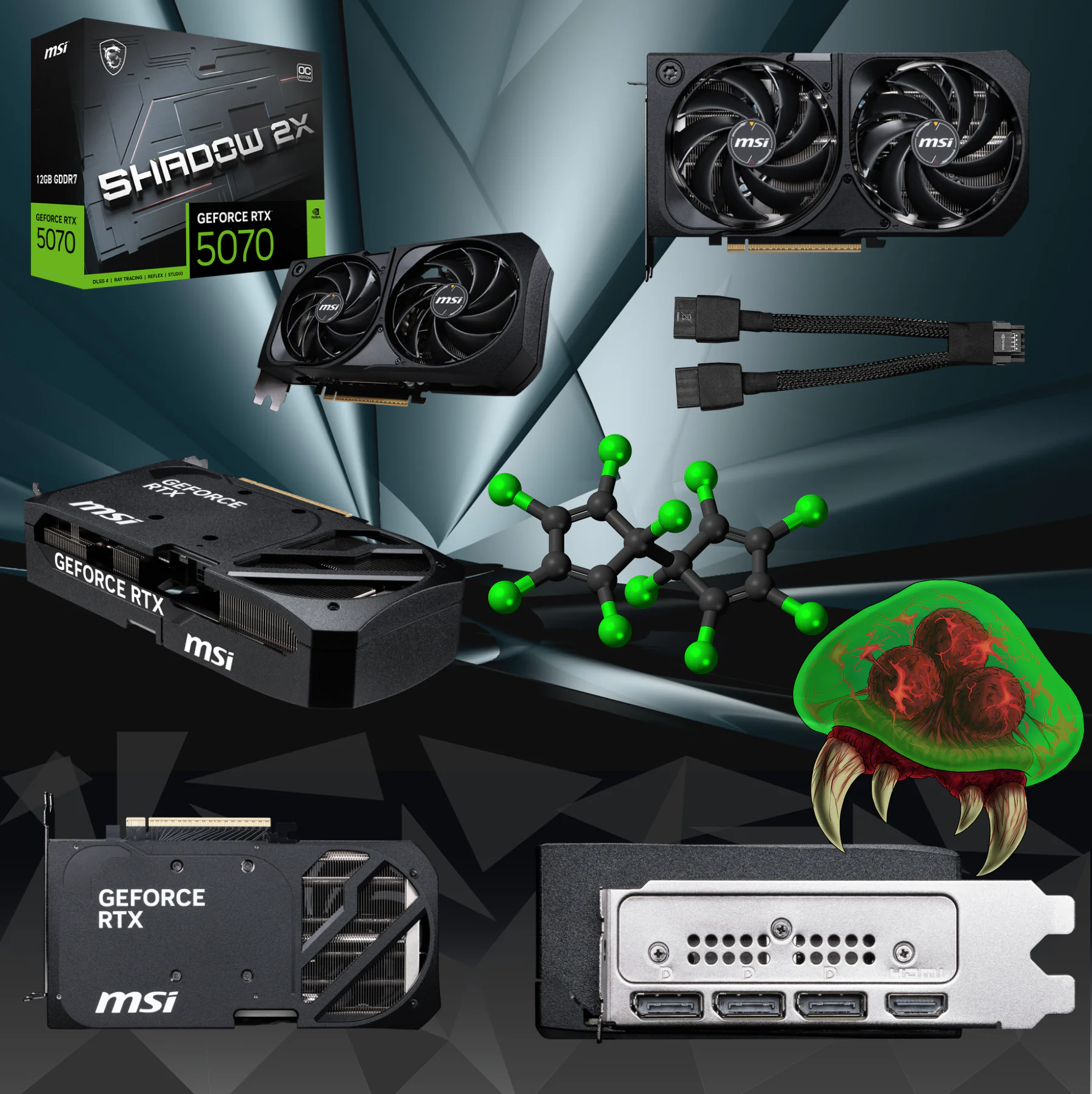 MSI SGeForce RTX™ 5070 12G SHADOW 2X OC : 12GB GDDR7 PCI Express 5.0 192-bit SFF-Ready Enthusiast GeForce Card , 2557 MHz Extreme , 6144 Units CUDA , TORX Fan 5.0 , DisplayPort x 3 (v2.1b) & HDMI™ x 1 | STEALTH BLACK | 1 YEAR WARRANTY - Image 9