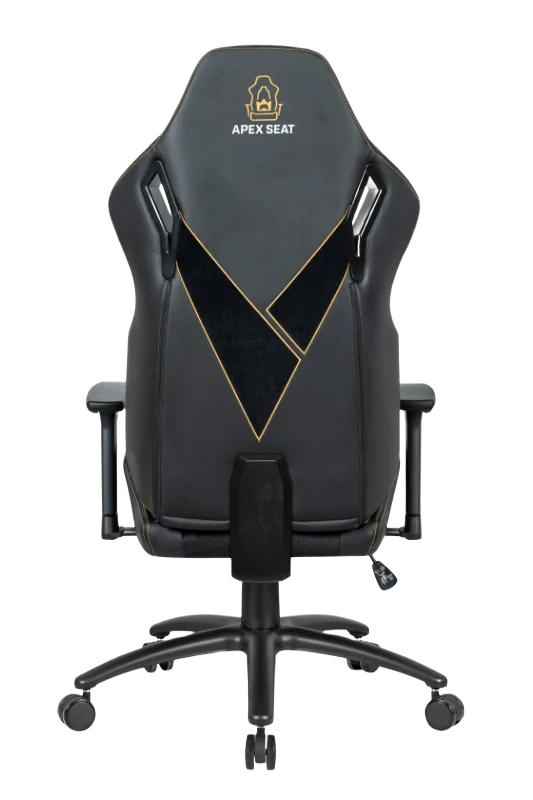 APEX SEAT “V-Geist ” Ergonomic Gaming Chair With 3D Armrests, PVC Leather & Velvet Fabric ,Frosted Metal Base, Class 4 Gaslift, PU Casters, Thick Cushion & Reclining Swivel Design , 200Kgs Weight Threshold . Headrest & Lumbar Pillow Included | BLACK WITH GOLD EMBROIDERY - Image 12
