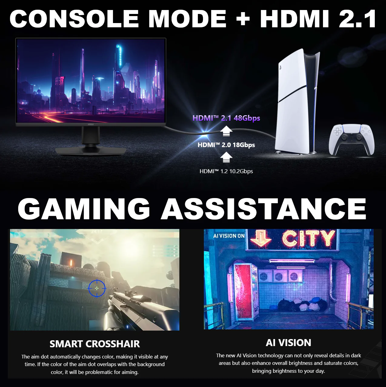 MSI MAG 275QPF X30 27-Inch Rapid IPS WQHD 2560X1440 Gaming Monitor 300Hz Refresh 0.5ms GtG DisplayHDR 400 Adaptive-Sync AI Vision 95% DCI-P3 Ergonomic Arsenal Design | 1 year WARRANTY - Image 3