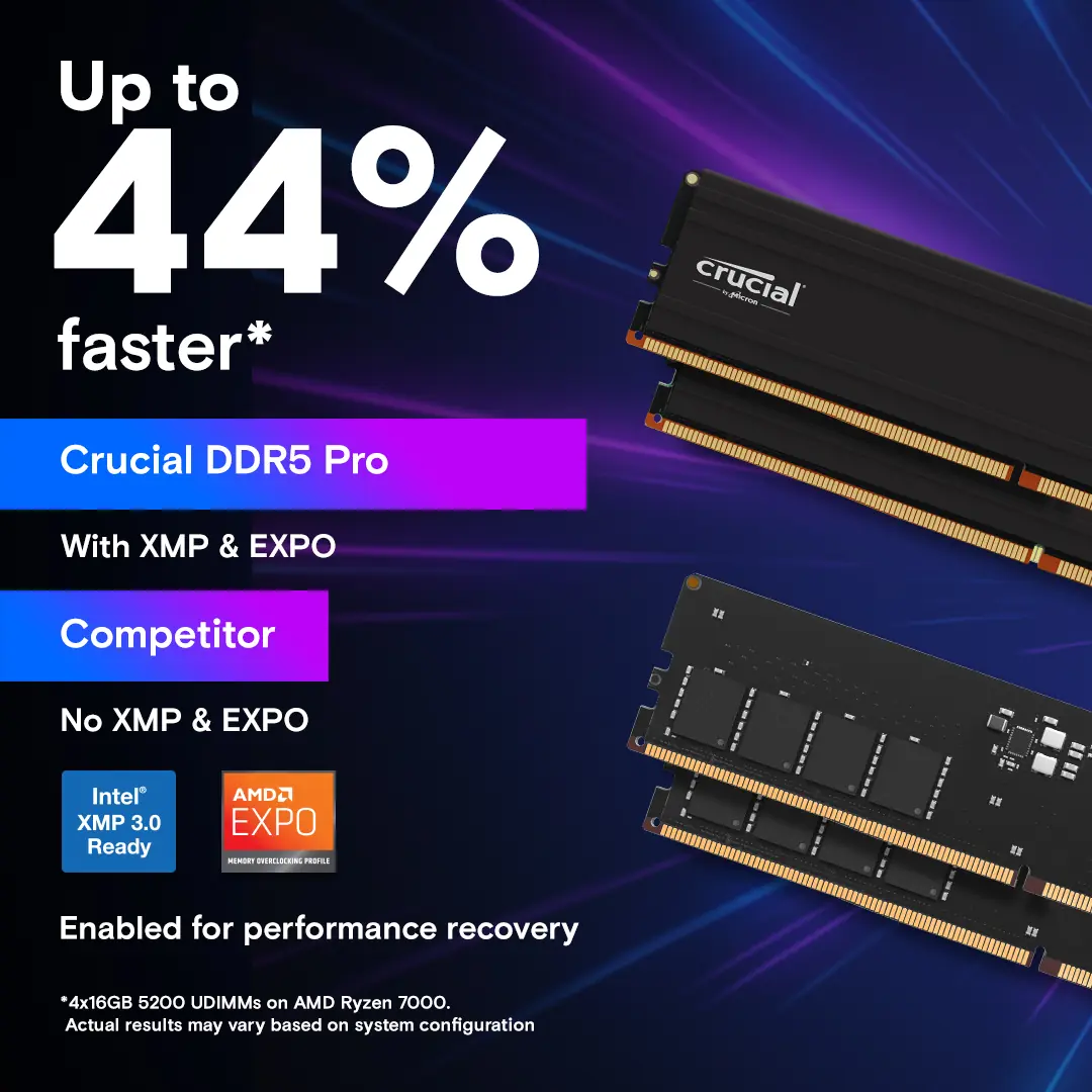 Crucial Pro 32GB Kit (16GBx2) DDR5-5600 UDIMM 1.1V CL46 ; Intel XMP 3.0 & AMD EXPO Support ; Low-Profile Heat Spreader ; 1.1V Plug & Play RAM for 12th–14th Gen Intel & Ryzen 7000 PCs - Image 4