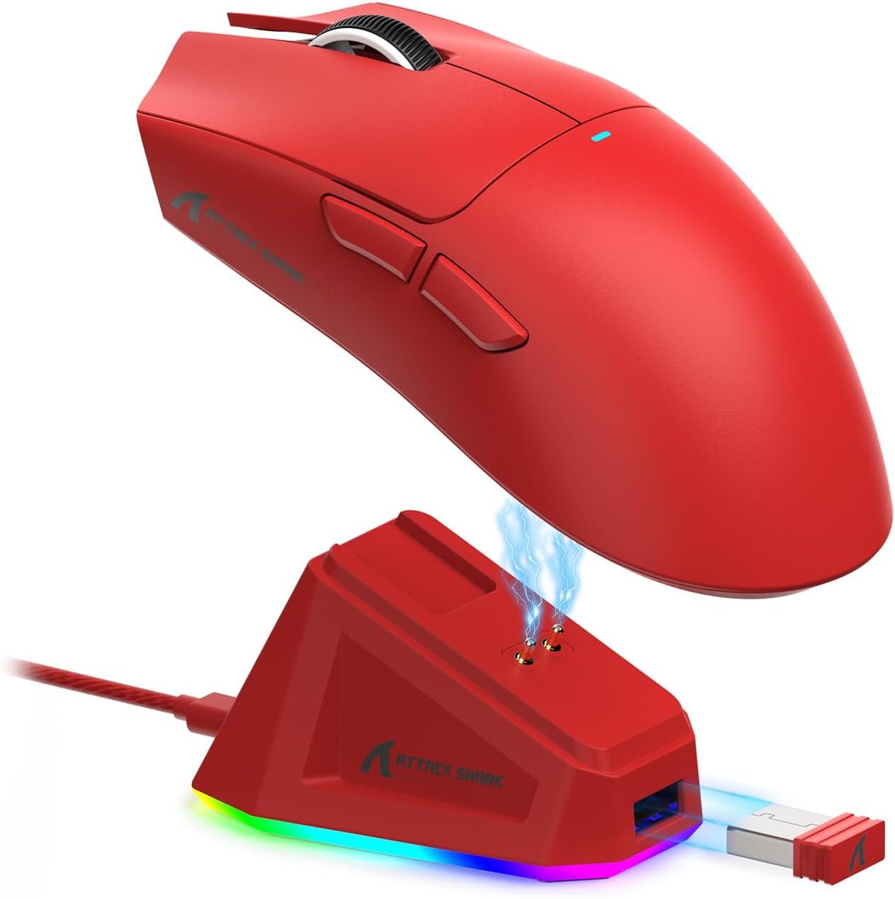 ATTACK SHARK X11 Tri-Mode Gaming Mouse with PAW3311 Sensor, 800–22000 DPI, 5 Programmable Buttons, RGB Charging Dock, Ultralight 62g Ergonomic Design, Wired/2.4G/Bluetooth - Image 3