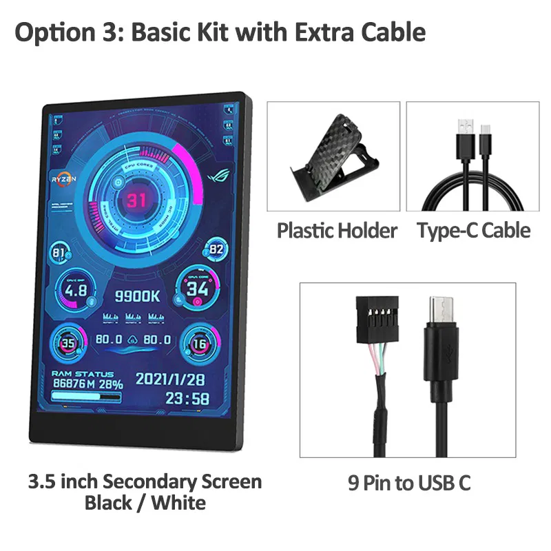 3.5″ PC Monitor Panel IPS Display | USB Type-C | CPU GPU RAM System Monitor | AIDA64 Ready - Image 2