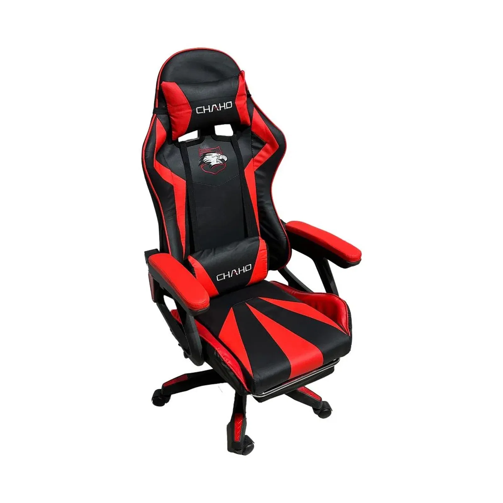 Chaho YT-055 Gaming Chair | High-Back Ergonomic Office Chair | Retractable Footrest | Adjustable Armrests | PU Leather | Headrest & Lumbar Support | Red - Image 4