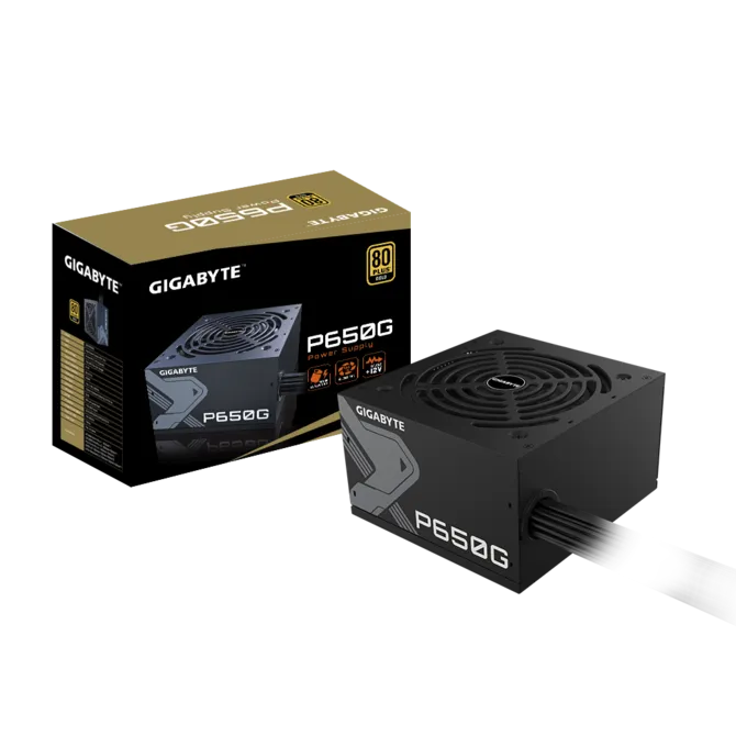 GIGABYTE P650G 650W 80 PLUS Gold ATX Power Supply With Japanese Capacitors, Single +12V Rail, 120mm HYB Fan, Full Protection Suite, And Compact Design