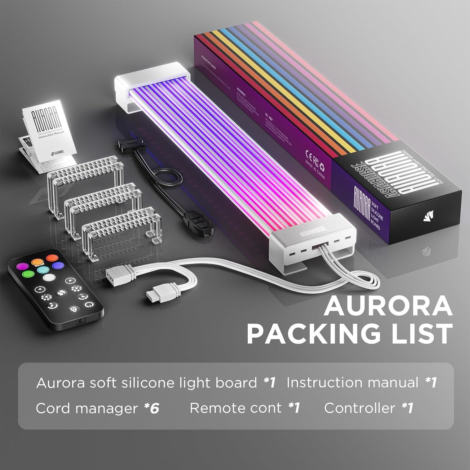 ASIAHORSE AURORA PRO ARGB PSU Cable Cover – 108 LEDs | 5V 3-Pin Sync | Fits 24-Pin & Dual 8-Pin GPU Cables | White Cover | Clean Aesthetic Cable Management - Image 4