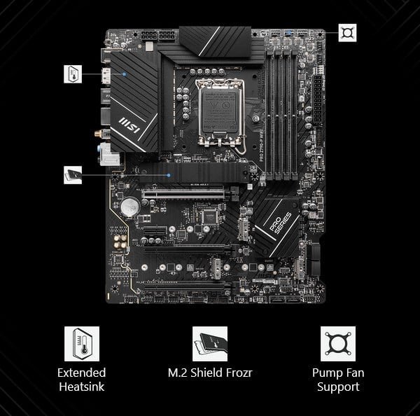 MSI PRO Z790-P WiFi ProSeries Motherboard (Supports 12th/13th Gen Intel Processors, LGA 1700, DDR5, PCIe 5.0, M.2, 2.5Gbps LAN, USB 3.2 Gen2, Wi-Fi 6E, ATX) | 1 YEAR WARRANTY - Image 5