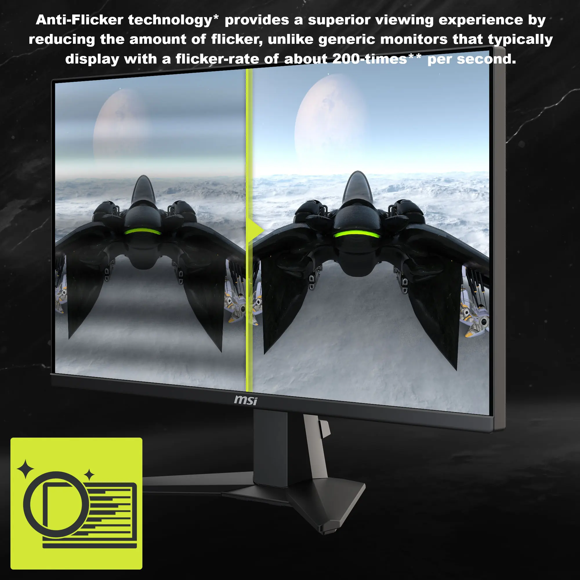 MSI MAG 255F E20 24.5″ FHD Gaming Monitor With 200Hz Rapid IPS, 0.5ms Response, HDR Ready, Adaptive Sync, HDMI 2.0b, DisplayPort, Anti-Flicker, Tilt Stand, VESA Mount | Metallic Black - Image 8