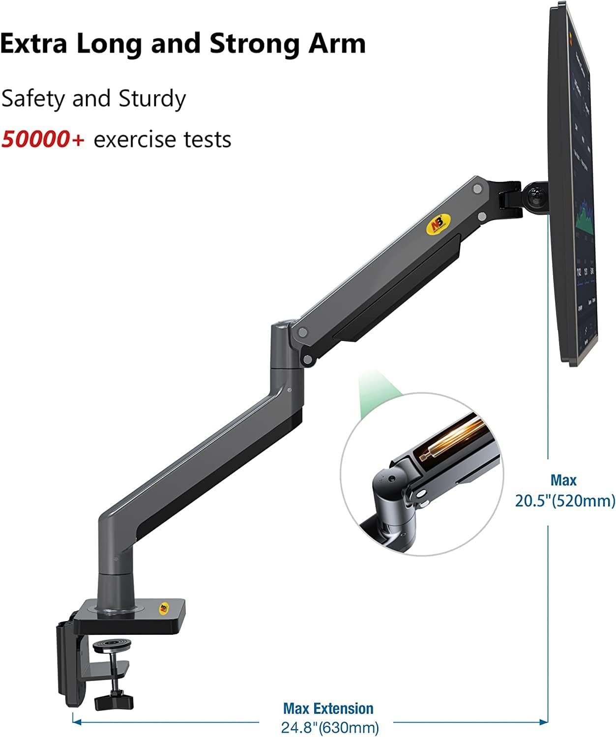 Dual Monitor, 22”-32”, Arm Ultra Wide Full Motion Swivel Mount with Gas Spring, Load Capacity from 2 to 15 Kg Each Height Adjustable Stand G35 - Image 8