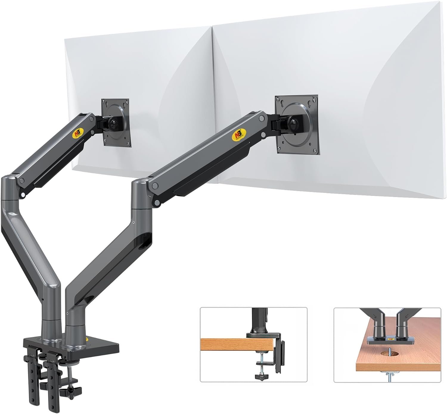 Dual Monitor, 22”-32”, Arm Ultra Wide Full Motion Swivel Mount with Gas Spring, Load Capacity from 2 to 15 Kg Each Height Adjustable Stand G35 - Image 4