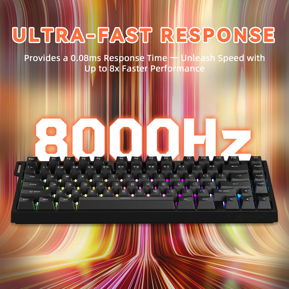 ATTACK SHARK R82 HE 75% Wired Magnetic Gaming Keyboard With 8000Hz Polling Rate, 0.005mm Rapid Trigger Accuracy, 256KHz Scan Rate, 5-Layer Sound Damping, And RGB Backlight | BLACK - Image 5