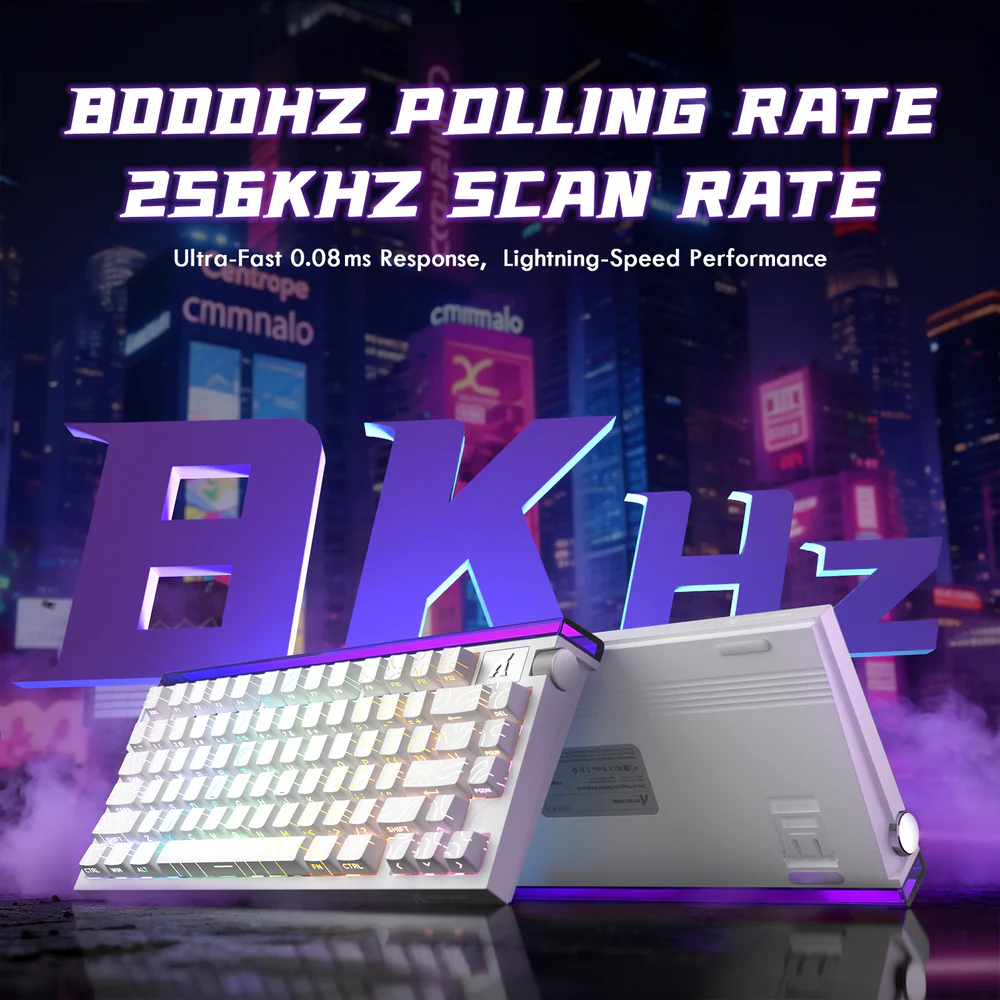 ATTACK SHARK R85 HE 75% Wired Magnetic Keyboard With 8000Hz Polling Rate, 0.005mm Rapid Trigger Accuracy, Custom RGB Lightbox, Multimedia Knob, And 5-Layer Sound System | White Contour - Image 6