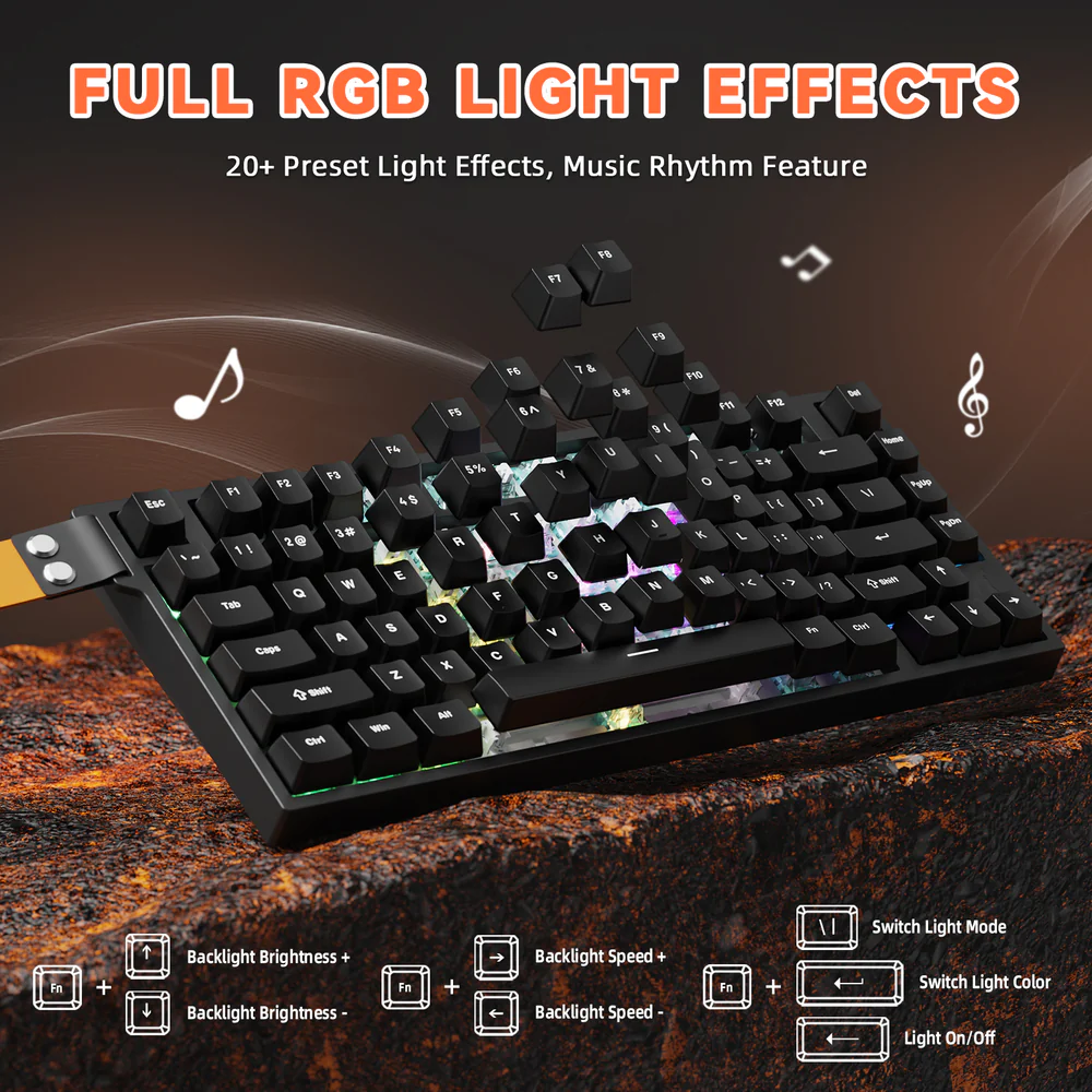 ATTACK SHARK R82 HE 75% Wired Magnetic Gaming Keyboard With 8000Hz Polling Rate, 0.005mm Rapid Trigger Accuracy, 256KHz Scan Rate, 5-Layer Sound Damping, And RGB Backlight | BLACK - Image 9