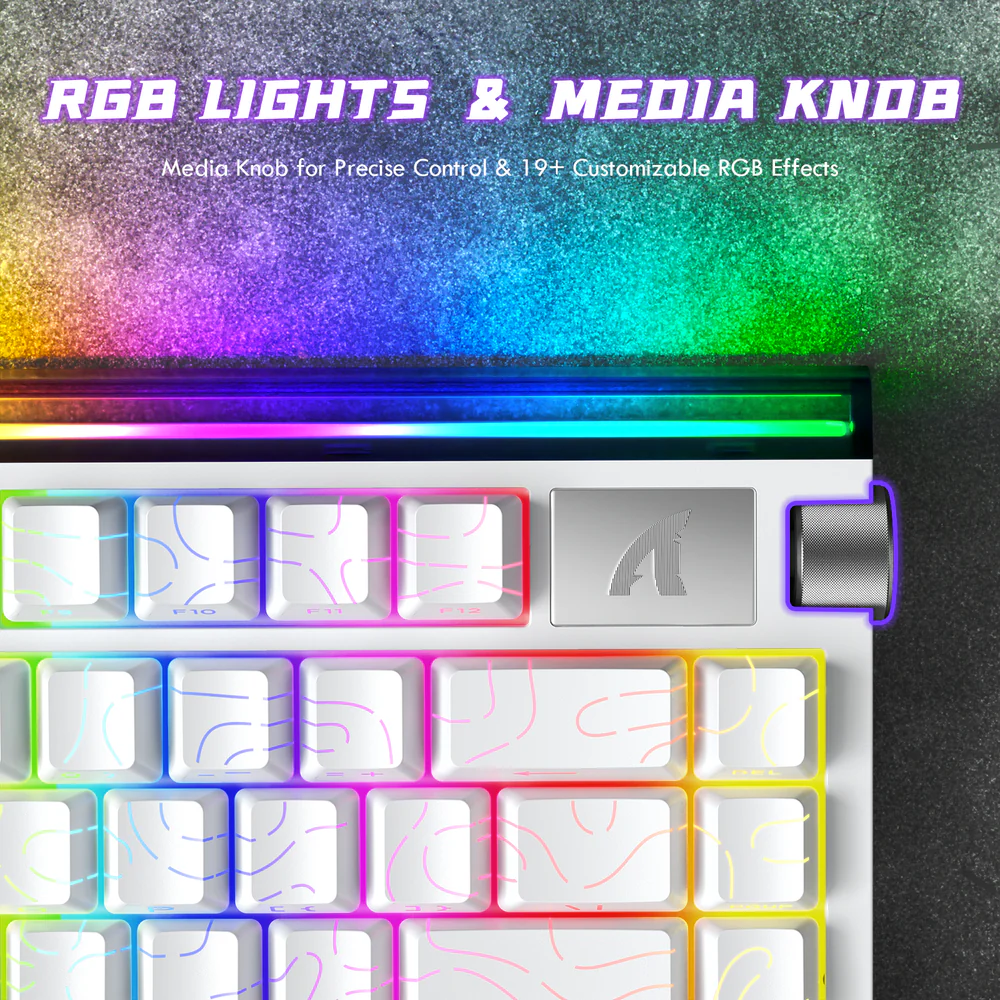 ATTACK SHARK R85 HE 75% Wired Magnetic Keyboard With 8000Hz Polling Rate, 0.005mm Rapid Trigger Accuracy, Custom RGB Lightbox, Multimedia Knob, And 5-Layer Sound System | White Contour - Image 8