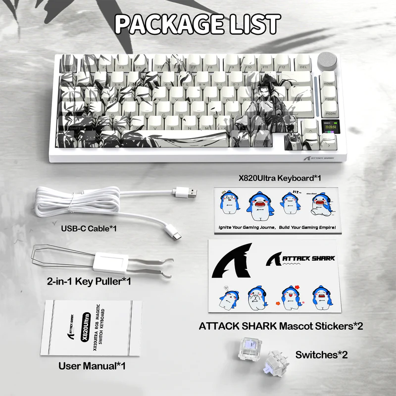 Attack Shark X820 Ultra Dark Warrior 75% Tri-Mode Gasket Mechanical Keyboard – TFT Display, CNC Knob, 4000mAh Battery, Hot-Swap Switches, PBT Keycaps, RGB & PC/Mac Support-DARK WARRIOR - Image 5