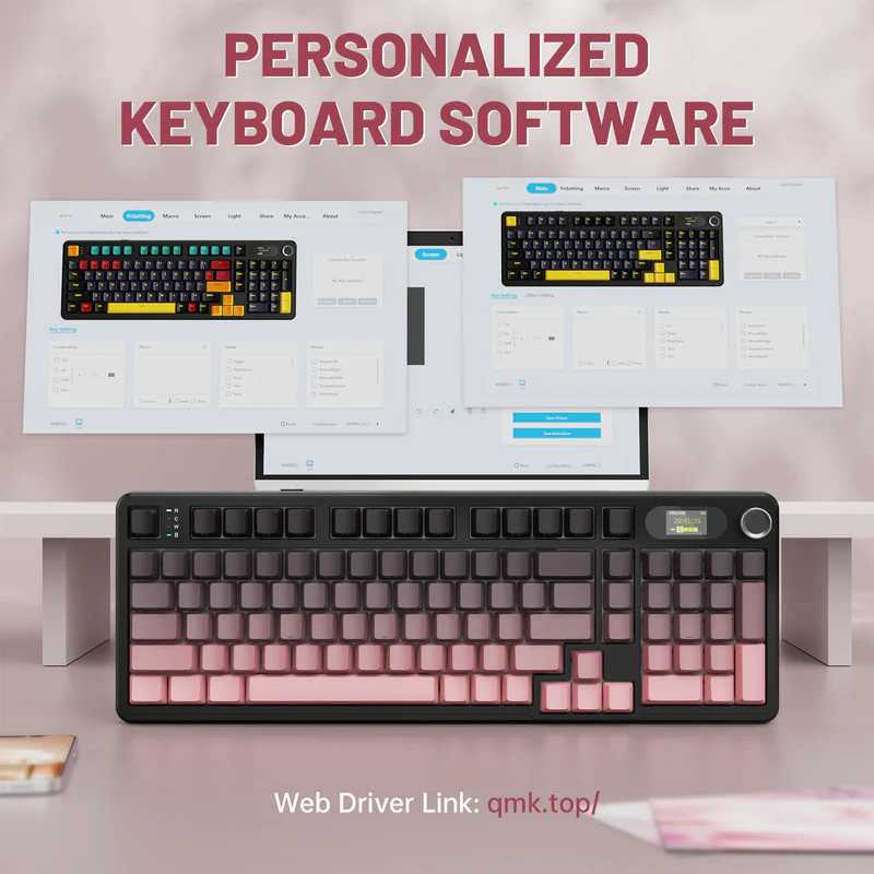 ATTACK SHARK X98PRO Blackberry 99-Key Tri-Mode Mechanical Keyboard With LED Screen, RGB, Knob, Hot-Swap PCB, Blueberry Switches, PBT Keycaps & 4000mAh Battery - Image 9